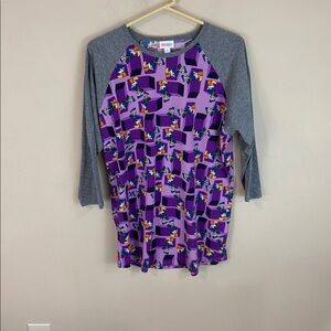 LuLaRoe Disney Donald Duck Randy Raglan Sleeve Top Size XL